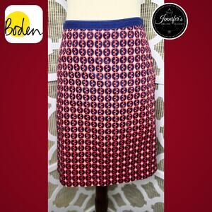 Boden Women's Red White Blue Cotton A-Line Skirt Size 2R
